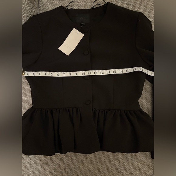 Zara Black Voluminous Hem Peplum Blazer – Size XL - Picture 6 of 14